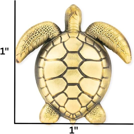 Beach & Ocean Lapel Pins - Gold & Silver Sea Life, Nautical & Tropical Designs - color: Antique Gold Sea Turtle, size: 1 Piece