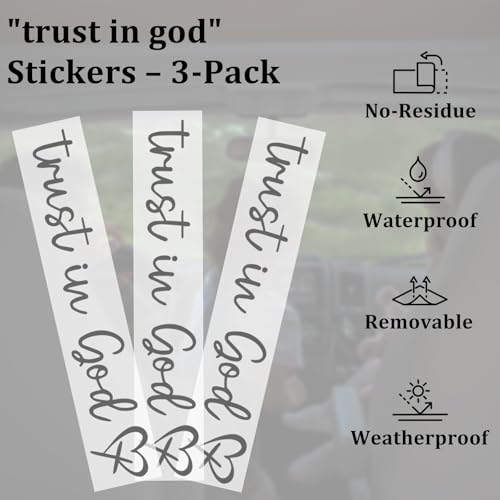 3Pcs Trust In God Mirror Stickers, Jesus Christian Decals for Car (Black) - color: Black Trust in God