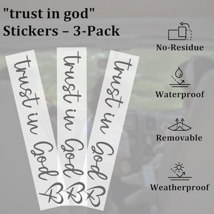 3Pcs Trust In God Mirror Stickers, Jesus Christian Decals for Car (Black) - color: Black Trust in God