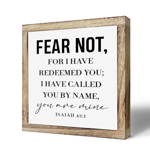 SUSZDOU Scripture Sign, Isaiah 43:1, Rustic Wooden Plaque, 9.8x9.8 Inch, Pine, Tabletop Decor - color: Christian 01