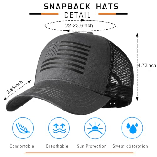 Black Baseball Cap Snapback hat for Men Flat Bill Hats for Men Fitted Hats for Men Adjustable Snap Pack Hip Hop Mens Hat - color: Grey National Flag