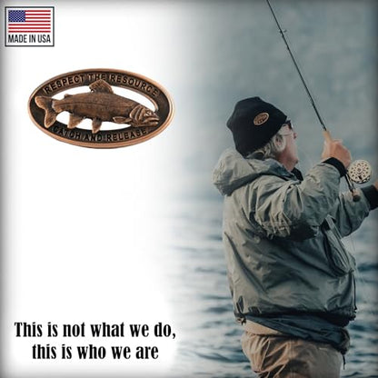 Rainbow Trout Pin, Catch and Release, Lapel, Hat, Pins, Brooch, Brooches, Jewelry, Gift, Handmade in the USA, 200 Fish Designs Available. - color: Copper Plated