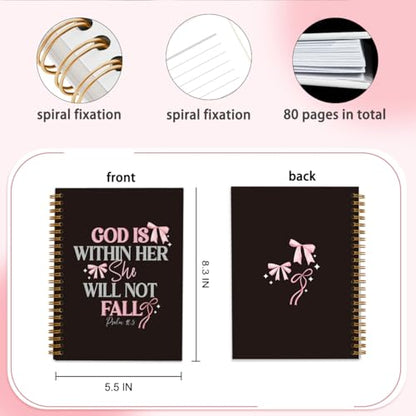 Bible Notebook Journal for Women, Bible Study Supplies, Christian Prayer Journal Notebook Gifts for Teen Girls Kids, God Is Within Her Will Not Fall, 5.5 X 8.3 Inch - color: God within her she will not fall