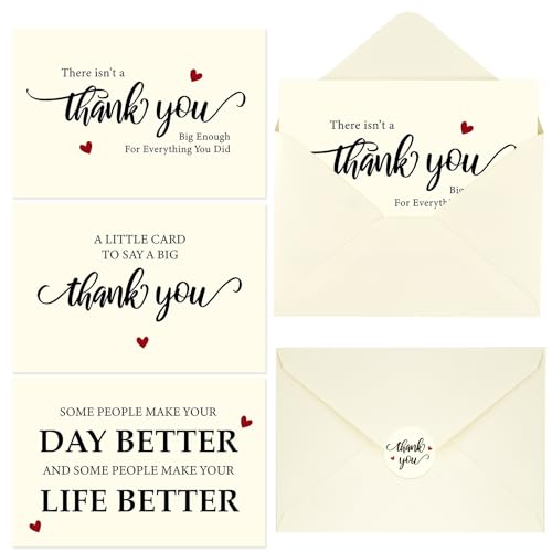 Thank You Cards Bulk with Envelopes Stickers Appreciation Cards Notes - color: simple thank you card, size: 48pcs
