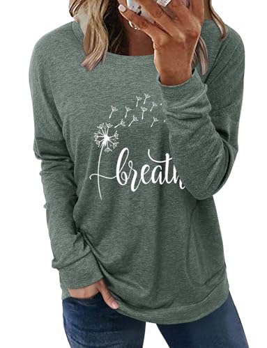 onlypuff Long Sleeve Shirts for Women Fall Fashion Tops Clothing - color: 01 Dandeliongrayish, size: Small