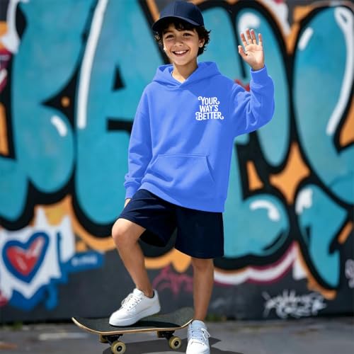Boys Your Way Better Christian Hoodie Kids Faith God Sweatshirt - color: Blue, size: 13-14 Years
