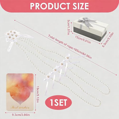 Lazo para Boda Set, Wedding Lasso Traditional Catholic Ceremony Cord with Lazo de Bodas para los Novios - color: White-3