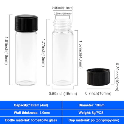 4ml Glass Vials with Screw Caps Small Sample Vials with Lids 10PCS - style: 4ml-10pcs