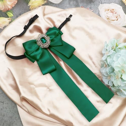 Womens Bow Tie Adjustable Rhinestone Bowtie for Women Ladies Girls Pre-tied Womens Tie for Shirt Suit Uniform - color: Green-strap-style 2