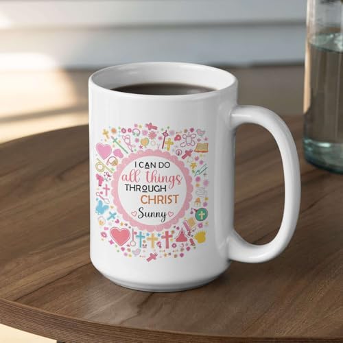 Unique Pattern Mug For Christian, Christian Motivational Coffee Cup 11Oz 15Oz, Personalized Name Ceramic Mug With Bible Verse, Customized Christian White Cup, Religious Gift For Women - color: XUA-624-2304-Pattern For Christian