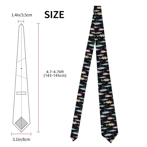 Men's Neckties, Novelty Printed Skinny Tie for Work Casual Party - color: Fish
