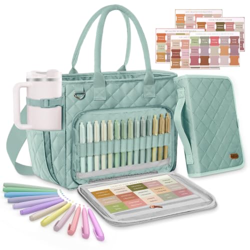 Large Bible Bag with Bible Cover Case for Women, Quilted Bible Tote Bag - color: Sage Green
