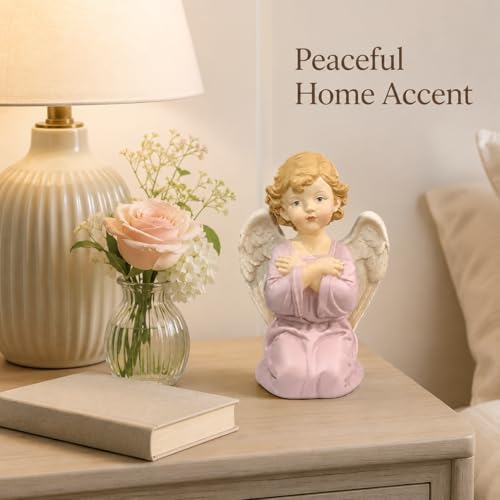 5.32 Inch Praying Angel Figurine, Resin Guardian Statue - size: 5.32"H