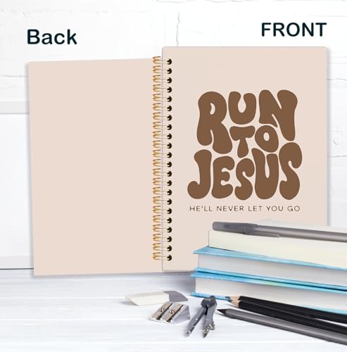 Brown Christian Spiral Notebook, Run to Jesus Bible Verse Journal, Religious Scripture Journals for Writing, Bible Notebooks for Note Taking, Church Notes Journal, 5.5x8.3 Inch - color: God-Brown