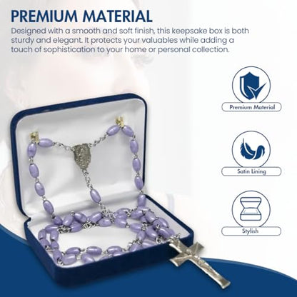 Novel Box Blue Communion Keepsake Rosary Box 3.25x2.5x1 Inches - color: Blue