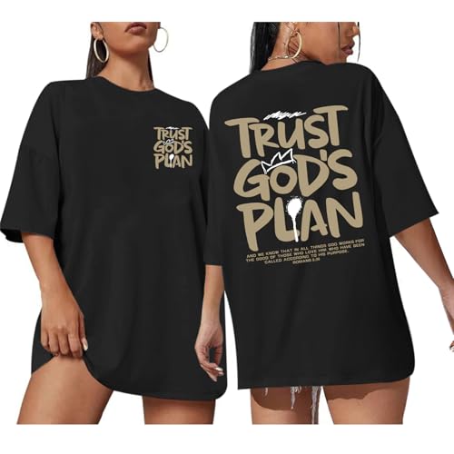 Christian Shirts for Women God Faith Shirt Jesus Oversized Religious Tees Bible Verse Tee Graphic Inspirational Tops - color: Black, size: Medium