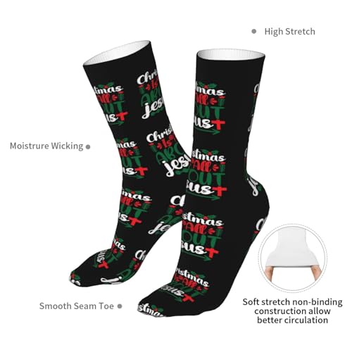 Happy New Year 2024 Unisex Sports Socks - Winter Casual Dress Fashion Socks - color: Jesus is the Reason for the Christmas Season2
