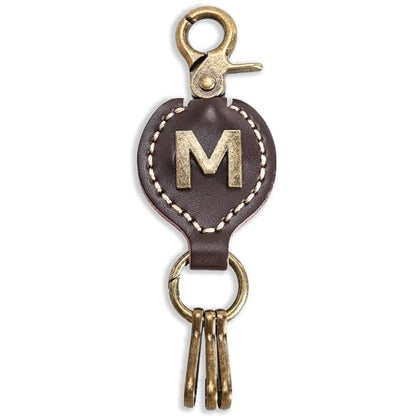 Initial Letter Keychain Brown Leather Alphabet Keychain with Easy Clasp, Key Car Key Bag Key Ring for Women Mens - color: M