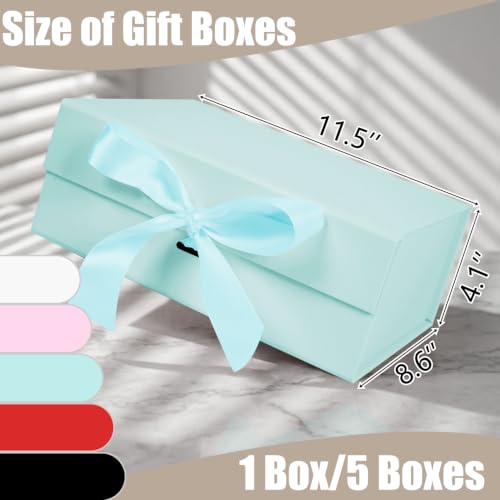Aimyoo Large Light Blue Gift Box with Ribbon, 11.5x8.6x4.1 inch Groomsman Proposal Box for Presents with Magnetic Closure Lids, Rectangle Collapsible Luxury Box for Wedding, Christmas, Halloween, Birthday - color: Light Blue 11.5x8.6x4.1 inch-1 Pack