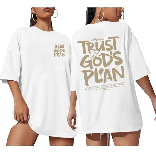 Christian Shirts for Women God Faith Shirt Jesus Oversized Religious Tees Bible Verse Tee Graphic Inspirational Tops - color: White, size: Small