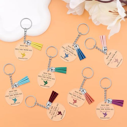 8 Pcs Christian Keychain for Women Men Acrylic Religious Keychain with Bible Verse Inspirational Religious Catholic Faith Spiritual Gifts for Women Scripture Key Chain Easter Christian Birthday Gift