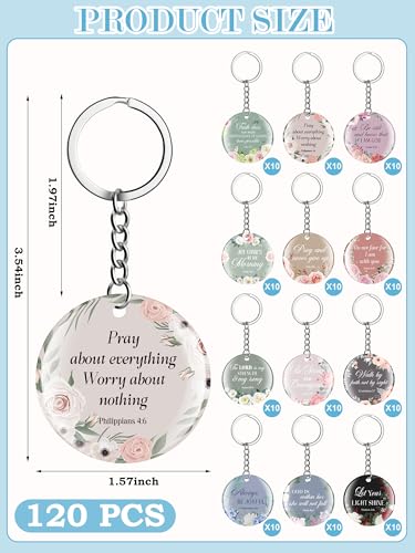 Janmercy 120 Pcs Acrylic Christian Keychain Bulk for Women - style: Elegant