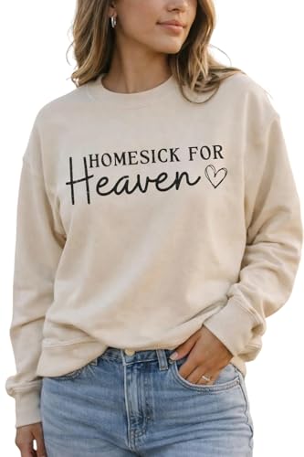 Homesick for Heaven Sweatshirt for Women – Christian Faith Crewneck Pullover, Inspirational Religious Gift Top - color: Red, size: Small