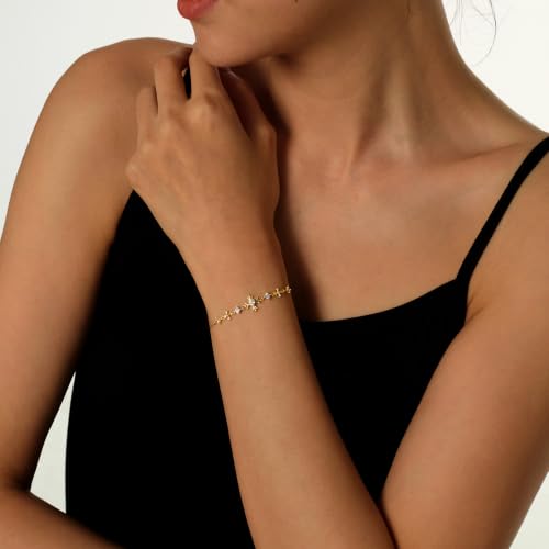 Cicy Bell Cross Bracelets For Women 24k Gold Plated Cubic Zirconia Bracelet - color: Gold-B