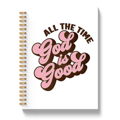 Pink Christian Spiral Notebook, God Is Good All the Time Religious Notebooks for Bible Notes, Christian Gifts for Women, Scripture Journal Notebook, 5.5x8.3 Inch - color: God Is Good