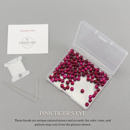 Cherry Tree Collection 100PCS 6mm Pink Tiger Eye Round Bead Craft Kit - color: pink tiger eye, size: 6mm