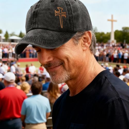 3D Embroidered Christian Hat for Men & Women, Jesus Faith Cross Hat, Religious Gifts for Christians Clothes - color: Leather - Denim