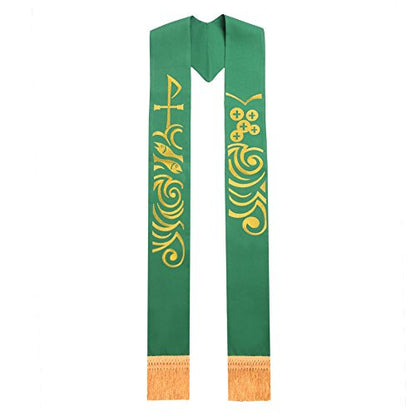 BLESSUME Green Stole Chasuble Clergy Pastor Embroidery Stole