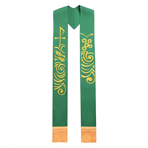 BLESSUME Green Stole Chasuble Clergy Pastor Embroidery Stole