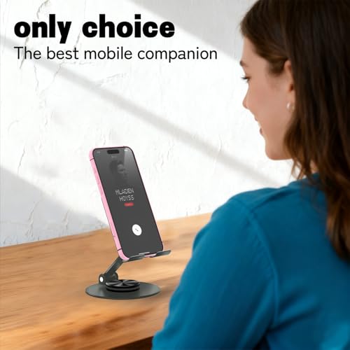 Metal Cell Phone Stand for Desk, Multi-Angel Adjustable 360° Rotation Desktop Phone Holder and Foldable Mobile Phone Stand, Compatible with All Smartphones, Gray - color: Gray