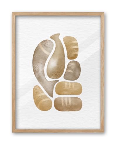 iHery 12x16in OAK Wood 5 Loaves and 2 Fish Framed Wall Art - color: Beige Framed Loaves, size: 16"L x 12"W