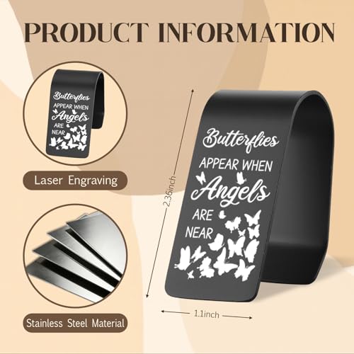 Vivopisew Angel Message Car Visor Clip, Engraved Stainless Steel Butterflies Appear When Angels Are Near, Spiritual Encouragement Gift, Angel Guardian Safe Driving Gifts for Family Friend VAA353 - color: Black-butterflies Appear When Angels Are Near
