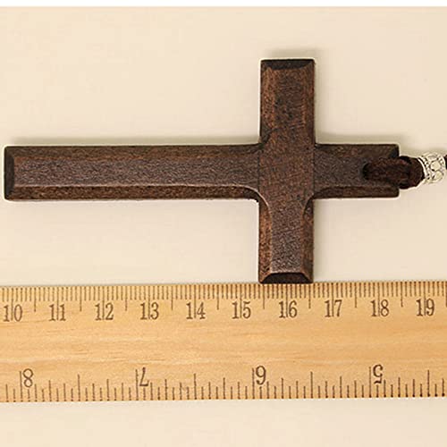 Wooden Cross Necklace For Men Women, Wood Cross Pendant Necklaces For Car Rearview Mirror Charms, Wall, Christian Jewelry(E) - color: Cross-Wood-E-1pc-8.3Brown