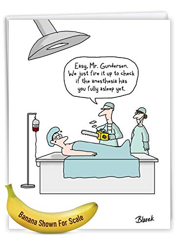 NobleWorks 1 Jumbo Funny Get Well Card Chainsaw Anesthesia Humor J1300 - style: Chainsaw Anesthesia