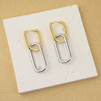 14K Gold Earring Cross Waterdrop Butterfly Heart Knot Earrings for Women Gold Silver Cross Leverback Drop Gold Silver Teardrop Hoop Dangle Earring White Gold Dangle Drop Earring - color: Two Tone-Paperclip Dangle Earring