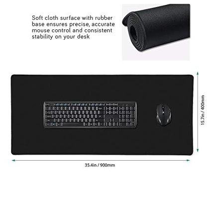 XXL Professional Large Mouse Pad & Computer Game Mouse Mat (35.4x15.7x0.12IN, 90x40 Black) - color: Black, size: 35.4L x 15.7W inches