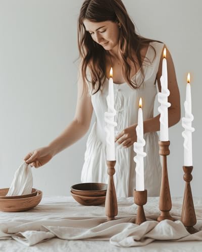 White Taper Candle Candlestick Snake Soy Candles Unscented Wedding Party Wax Unscented Dinner Candle Dripless,8 inch,Set of 4,Snake - color: 8''Snake-White