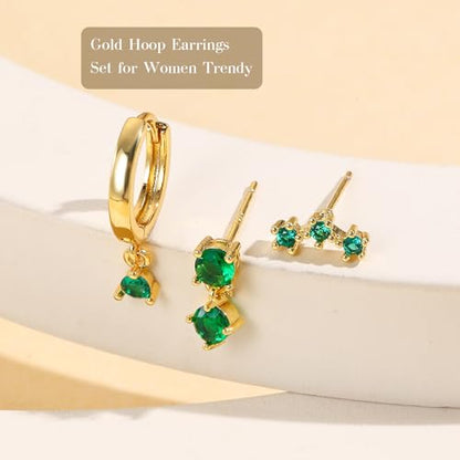18K Gold Plated Hoop Earrings for Women, NICKEL-FREE & HYPOALLERGENIC, Timeless Jewelry Gift - color: Gold-D