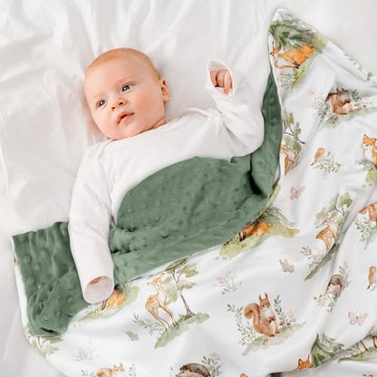 Fleece Baby Blankets for Girls & Boys, Infant Toddler Blanket - color: Sage Green Jungle Animals