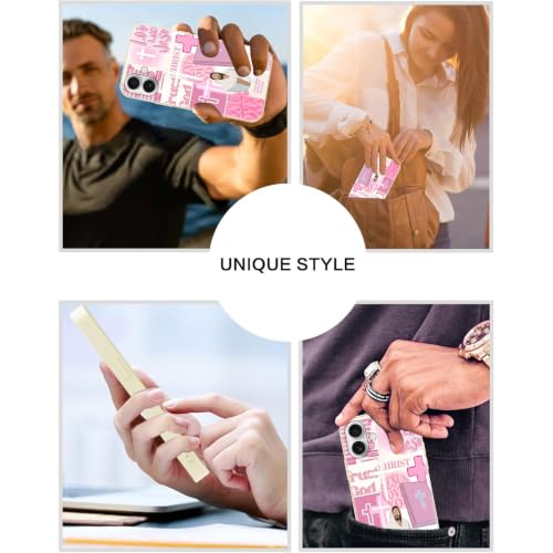 Christian God Phone Case for iPhone 16 6.1", Western Aesthetic Jesus Verse Bible Cross Pattern Design Print Cover for Women Man, Soft TPU Protection for iPhone 16-Pink - color: Jesus-Pink