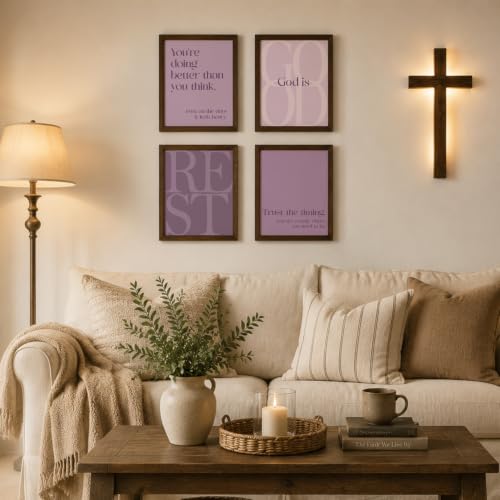 WEFKODO Purple Christian Bible Wall Art Decor Pray Posters 8x10 Unframed - color: God Good Purple