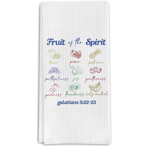 Christian Gifts Kitchen Towels, Fruit of The Spirit Bible Verse Decorative Towels for Bar Kitchen Bathroom - color: Fruit