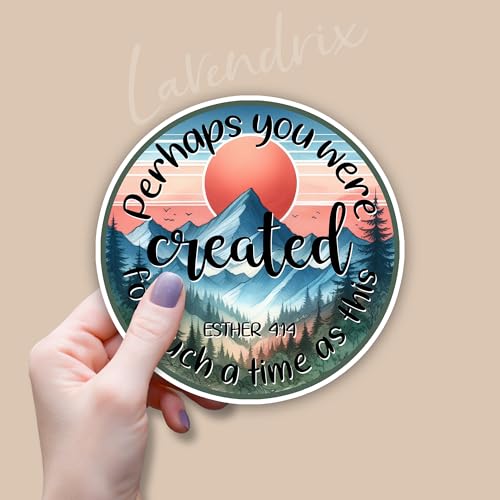 (3Pcs) Perhaps You were Created for Such A Time As This Christian Sticker Inspirational Bible Verse Esther 4:14 Jesus Faith Prayer Vinyl Decal for Tumbler Laptop Water Bottles Book Phone - Size 3x3