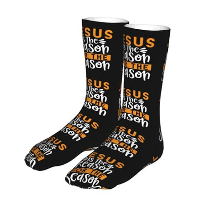 Happy New Year 2024 Unisex Sports Socks - Winter Casual Dress Fashion Socks - color: Jesus is the Reason for the Christmas Season1