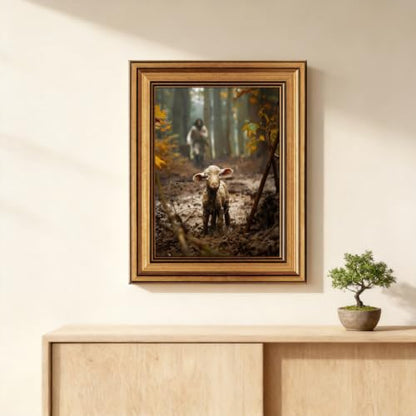 Christian Wall Art Jesus and Lamb Canvas Print, Baptism Gift for Women.A633 - color: Jesus and Lamb Canvas Wall Art Framed, size: 12"X15"