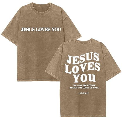 Christian Believer Faith God Religious T-Shirt Jesus Shirts for Women Men - color: Coffee Brownb, size: Small
